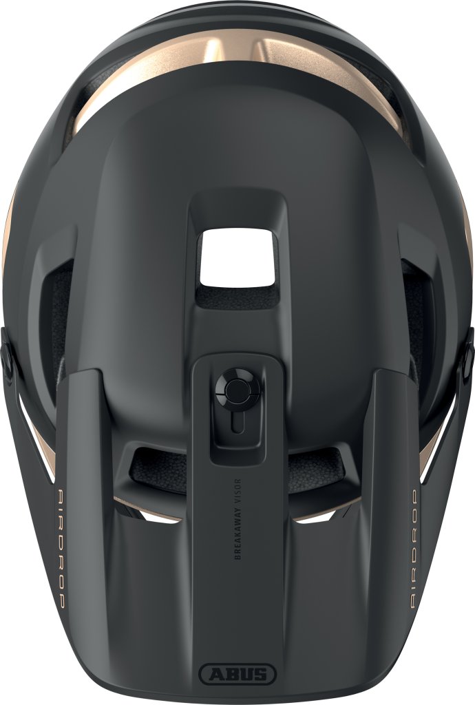 Freisteller schwarzer Mountainbikehelm von oben