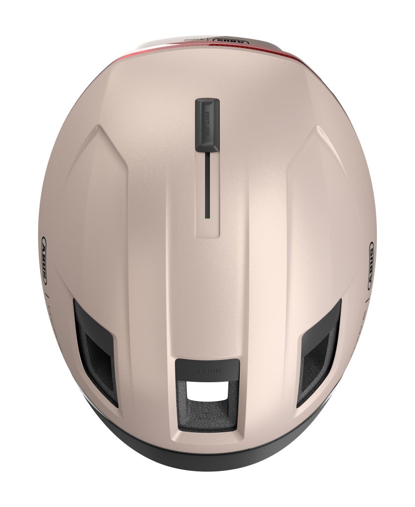 Das Foto zeigt den Helm „Hyp-e Bl.ace“ von Abus von oben und vor weißem Hintergrund.