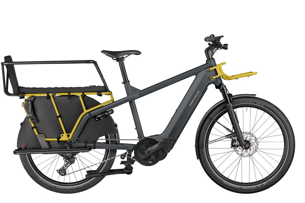 E-Bike mit Kindersitz.