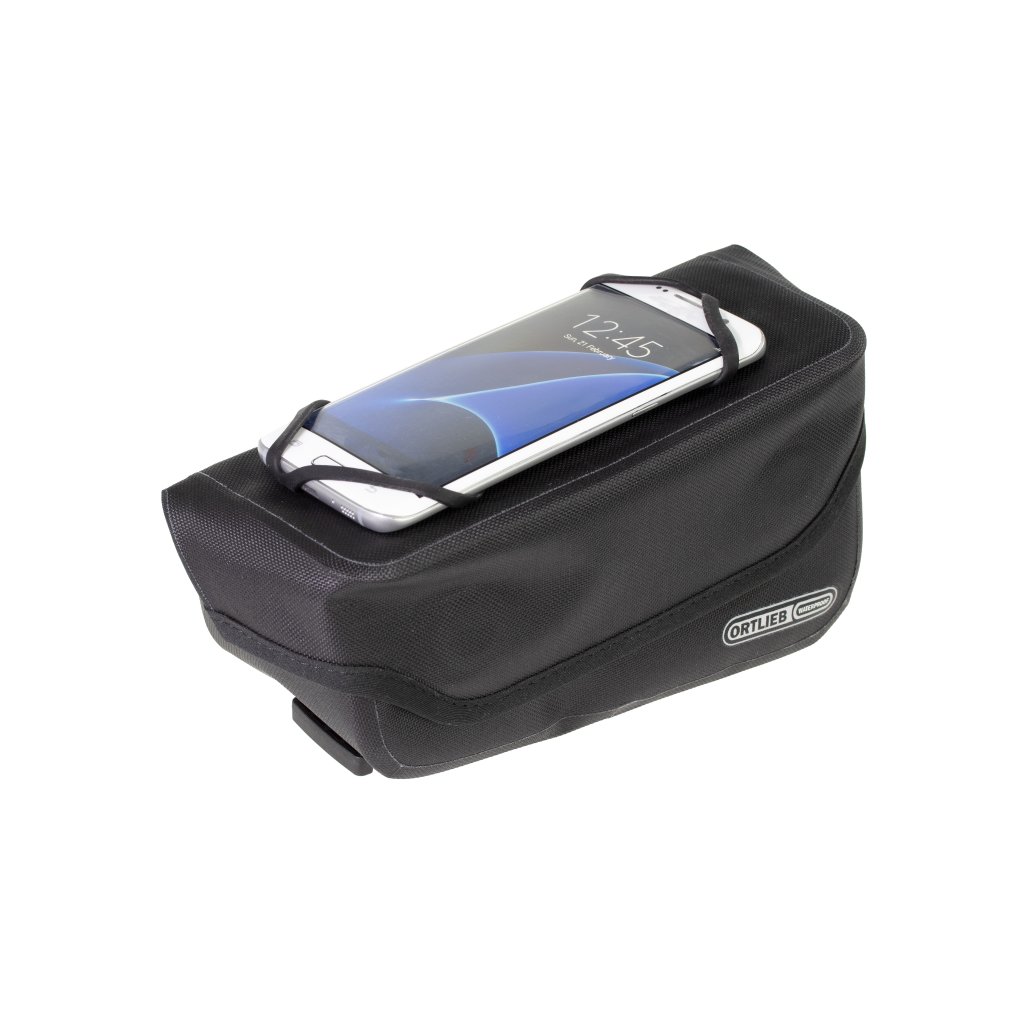 Freisteller einer Oberrohrtasche mit Handyhalterung.
