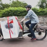 Mit einem Lastenrad lassen sich selbst schwere Gegenstände wie Wäschetrockner transportieren.