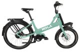 Freisteller eines mintgrünen Fahrrades der Marke Moca, in der Seitenansicht.